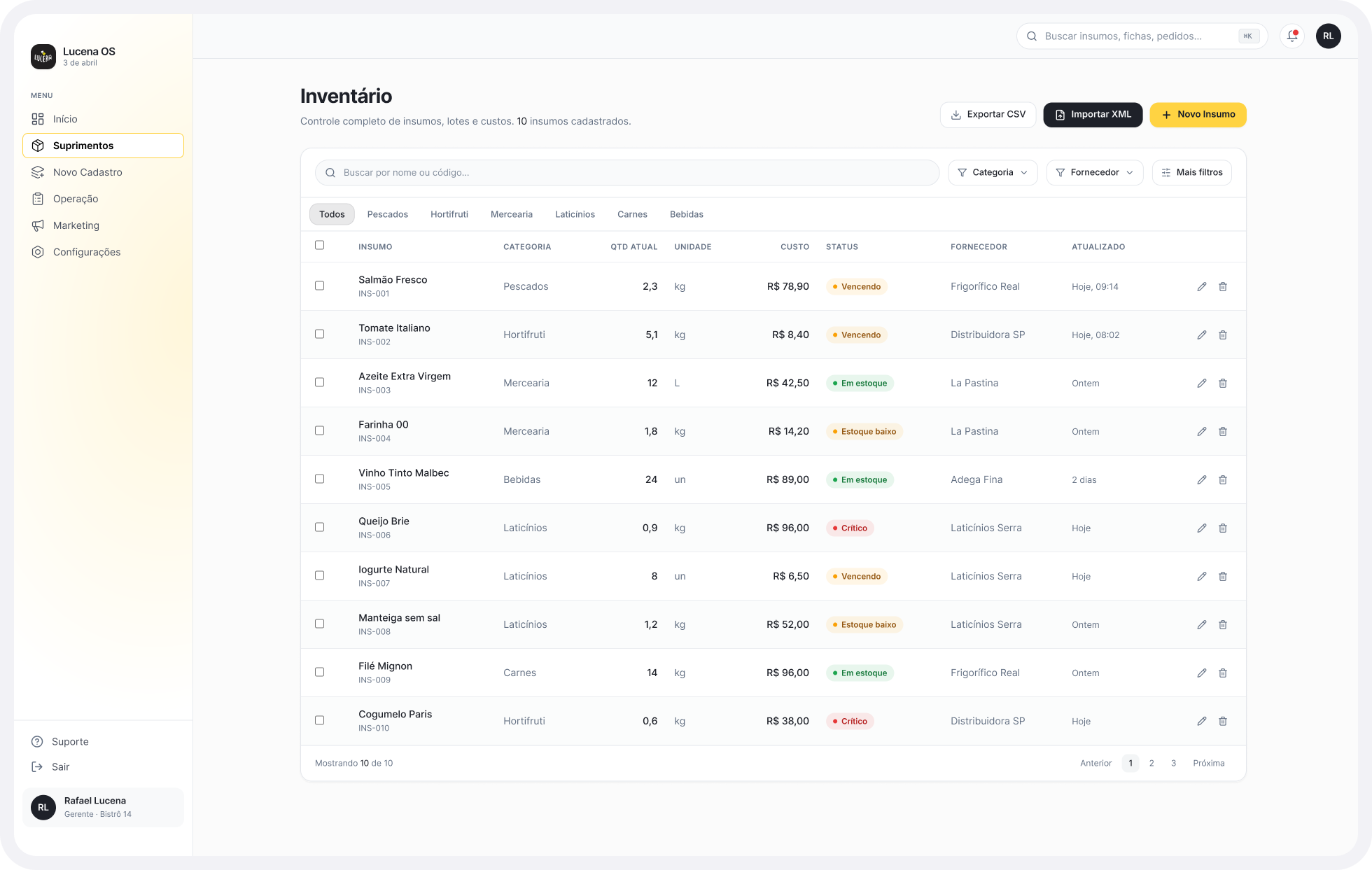 LucenaOS XML Parsing and Inventory Dashboard