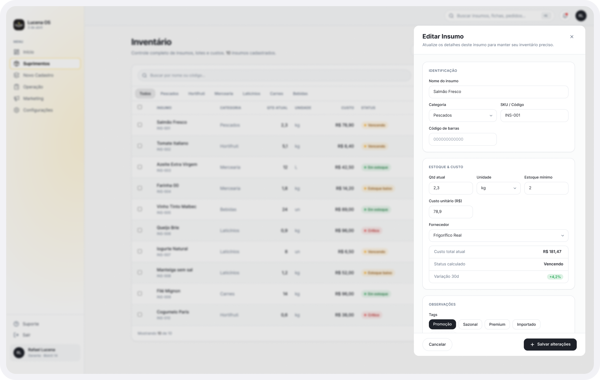 LucenaOS Real-time Stock Levels and Reorder Triggers